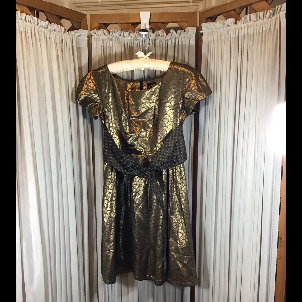 Gold patterned baby doll Dress, S